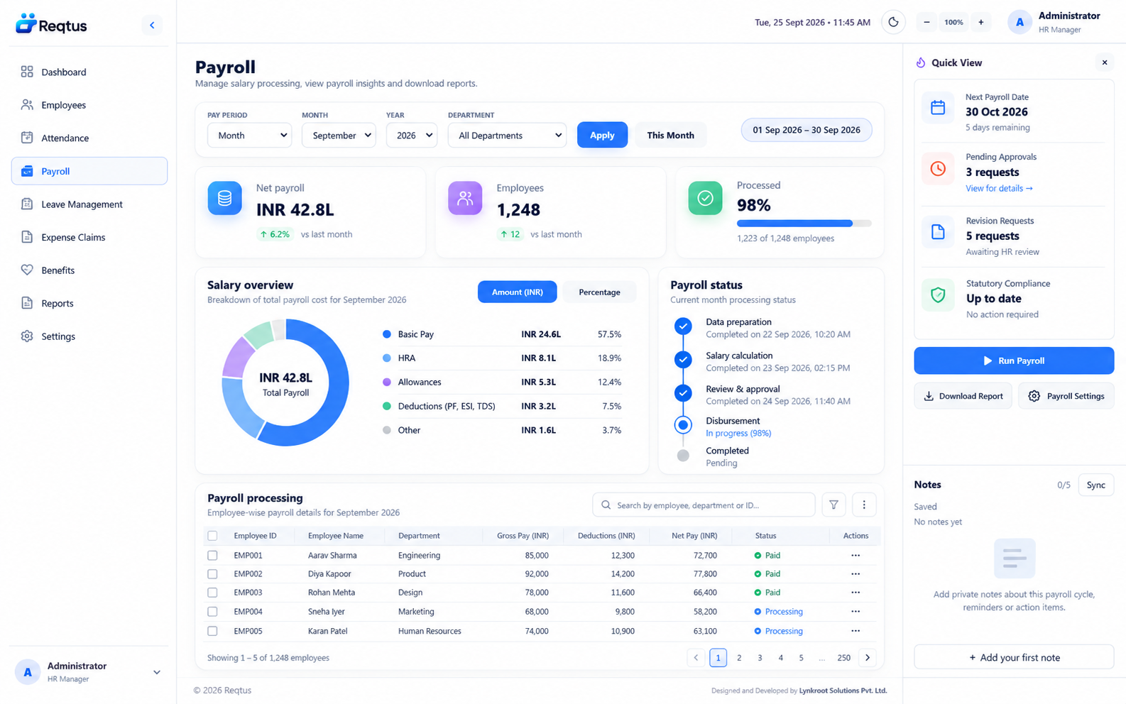 Payroll illustrative product preview